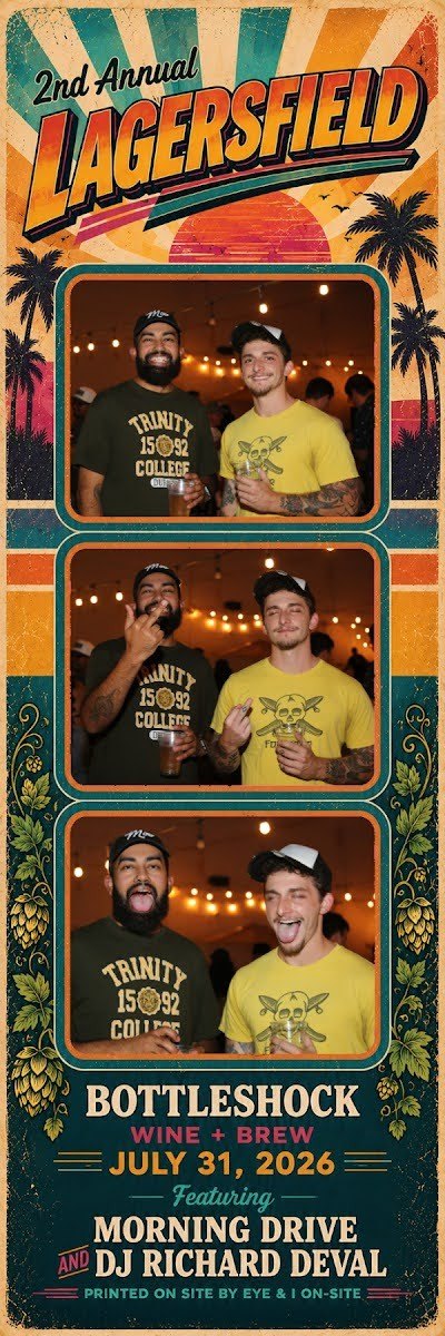 Lagersfield photo strip of two guys posing together