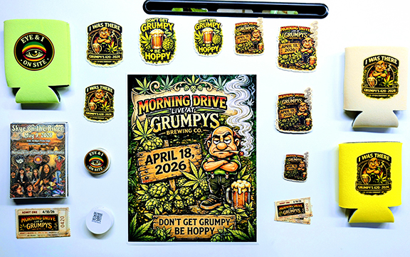 Full event merch spread from Grumpy's 420